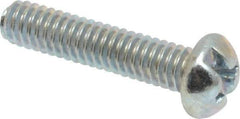 Made in USA - #8-32 UNC, 3/4" Length Under Head Slotted/Phillips Drive Machine Screw - Round Head, Grade J82 Steel, Zinc-Plated Finish, Without Washer - Benchmark Tooling