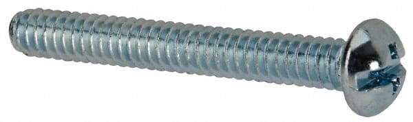 Value Collection - #10-24 UNC, 1-1/2" Length Under Head Slotted/Phillips Drive Machine Screw - Round Head, Grade J82 Steel, Zinc-Plated Finish, Without Washer - Benchmark Tooling