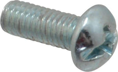 Value Collection - #10-32 UNF, 1/2" Length Under Head Slotted/Phillips Drive Machine Screw - Round Head, Grade J82 Steel, Zinc-Plated Finish, Without Washer - Benchmark Tooling