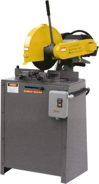 Kalamazoo - 14" Blade Diam, 1" Arbor Hole, Miter Chop & Cutoff Saw - 4,400 RPM, 5 hp, 220 Volts, 1 Phase - Benchmark Tooling