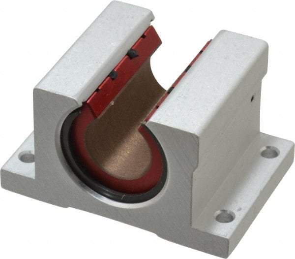 Pacific Bearing - 3/4" ID, 2-3/4" OAW x 2.063" OAL x 2.188" OAH Open Pillow Block - 1,905 Lb Static Cap, 2-3/8" Btw Mnt Hole Ctrs, 0.937" Base-to-Ctr Ht, Aluminum - Benchmark Tooling