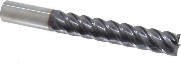 Niagara Cutter - 3/4", 4" LOC, 3/4" Shank Diam, 6" OAL, 5 Flute, Solid Carbide Square End Mill - Single End, TiAlN Finish, Spiral Flute, 45° Helix, Centercutting, Right Hand Cut, Right Hand Flute, Series S545 - Benchmark Tooling