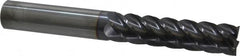 Niagara Cutter - 5/8", 2-1/2" LOC, 5/8" Shank Diam, 5" OAL, 5 Flute, Solid Carbide Square End Mill - Single End, TiAlN Finish, Spiral Flute, 45° Helix, Centercutting, Right Hand Cut, Right Hand Flute, Series S545 - Benchmark Tooling