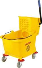 PRO-SOURCE - 31 Qt Plastic Bucket & Wringer - 22" Long x 18-1/2" High x 17" Wide, Yellow - Benchmark Tooling