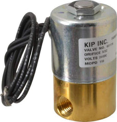 KIP - 1/4" Port, Direct Acting, Brass Solenoid Valve - Normally Closed, 110 Max PSI, Buna-N Seal - Benchmark Tooling
