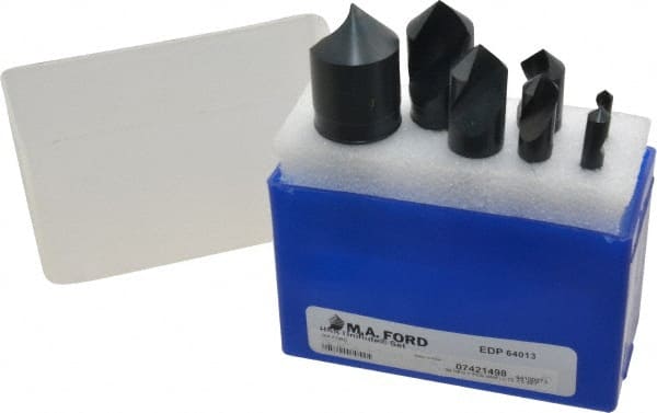 M.A. Ford - 7 Piece, 3/16 to 1" Head Diam, 90° Included Angle, Single End Countersink Set - Benchmark Tooling