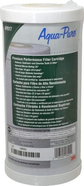 3M Aqua-Pure - 4-1/2" OD, 25µ, Large Diameter Carbon Cartridge Filter - 9-3/4" Long, Reduces Sediments, Tastes, Odors & Chlorine - Benchmark Tooling