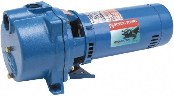 Goulds Pumps - 115/230 Volt, 14.8/7.4 Amp, 1 Phase, 3/4 HP, Self Priming Centrifugal Pump - 48J Frame, 1-1/2 Inch Inlet, 44 Head Pressure, 45 Max GPM, ODP Motor, Cast Iron Housing, Noryl Impeller, 103 Ft. Shut Off, Carbon Ceramic Mechanical Seal - Benchmark Tooling