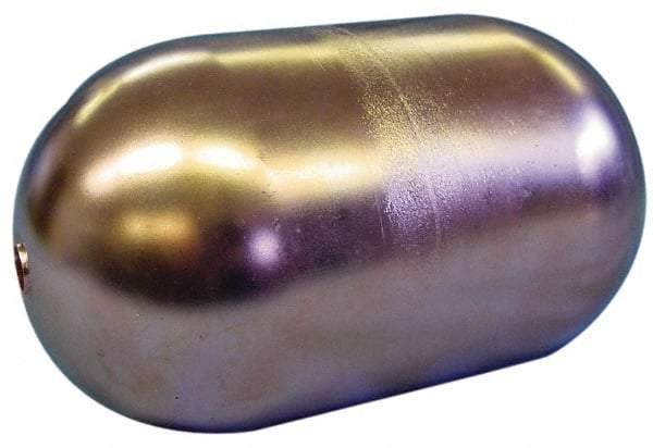 Made in USA - 6" Diam x 10" Long, Oblong, Tubed Through Connection, Metal Float - 3/8" Rod Thread, Copper, 25 Max psi, 21 Gauge - Benchmark Tooling