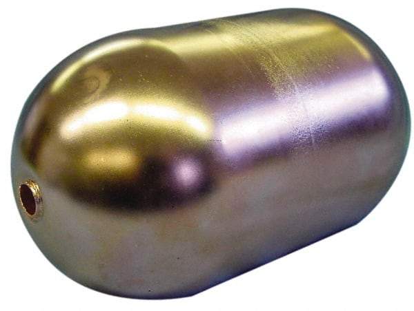 Made in USA - 3" Diam x 7" Long, Oblong, Tubed Through Connection, Metal Float - 3/8" Rod Thread, Copper, 25 Max psi, 20 Gauge - Benchmark Tooling