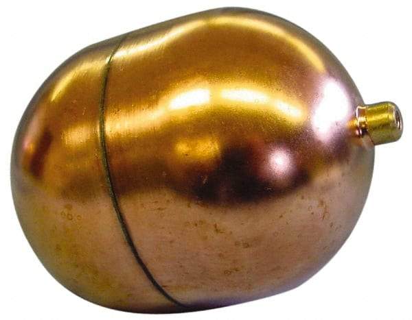 Made in USA - 4" Diam x 5" Long, Oblong, Round Spud Connection, Metal Float - 1/4-20 Thread, Copper, 25 Max psi, 21 Gauge - Benchmark Tooling