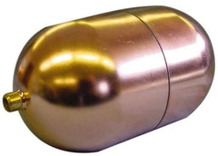 Made in USA - 4" Diam x 7" Long, Oblong, Round Spud Connection, Metal Float - 1/4-20 Thread, Copper, 25 Max psi, 23 Gauge - Benchmark Tooling