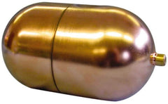 Made in USA - 4" Diam x 7" Long, Oblong, Tubed Through Connection, Metal Float - 1/4" Rod Thread, Copper, 25 Max psi, 23 Gauge - Benchmark Tooling