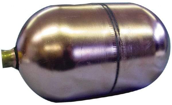 Made in USA - 6" Diam x 8" Long, Oblong, Round Spud Connection, Metal Float - 1/4" Straight Thread, Stainless Steel, 150 Max psi, 19 Gauge - Benchmark Tooling