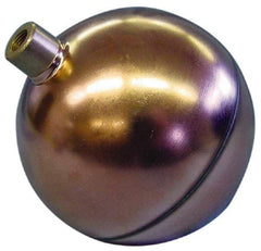 Made in USA - 12" Diam, Spherical, Round Spud Connection, Metal Float - 3/8 NPT Thread, Copper, 25 Max psi, 20 Gauge - Benchmark Tooling