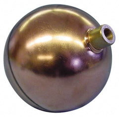 Made in USA - 4-1/2" Diam, Spherical, Round Spud Connection, Metal Float - 1/8 NPT Thread, Copper, 25 Max psi, 22 Gauge - Benchmark Tooling