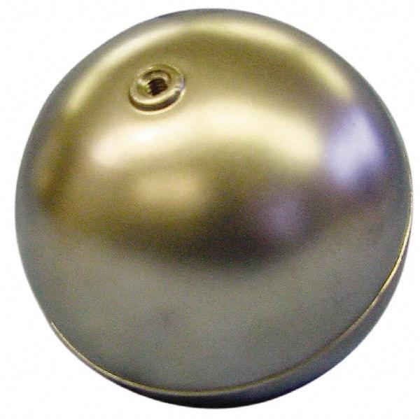 Made in USA - 2-3/8" Diam, Spherical, Internal Connection, Metal Float - 1/4-20 Thread, Copper, 25 Max psi, 24 Gauge - Benchmark Tooling