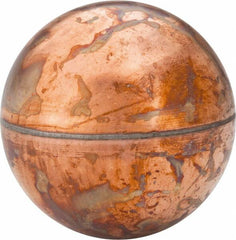 Made in USA - 2-1/2" Diam, Spherical, Internal Connection, Metal Float - 1/4-20 Thread, Copper, 25 Max psi, 24 Gauge - Benchmark Tooling