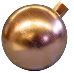 Made in USA - 9" Diam, Spherical, Round Spud Connection, Metal Float - 3/8 NPT Thread, Copper, 25 Max psi, 20 Gauge - Benchmark Tooling