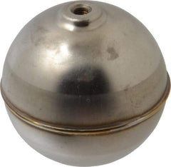 Made in USA - 2" Diam, Spherical, Internal Connection, Metal Float - 10-32 Thread, Stainless Steel, 1,000 Max psi, 22 Gauge - Benchmark Tooling