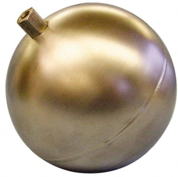 Made in USA - 3-1/2" Diam, Spherical, Hex Spud Connection, Metal Float - 1/8" Straight Thread, Stainless Steel, 700 Max psi, 24 Gauge - Benchmark Tooling