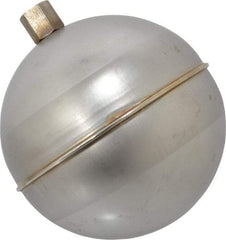 Made in USA - 4" Diam, Spherical, Hex Spud Connection, Metal Float - 1/4-20 Thread, Stainless Steel, 900 Max psi, 19 Gauge - Benchmark Tooling