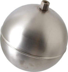 Made in USA - 5" Diam, Spherical, Hex Spud Connection, Metal Float - 1/4-20 Thread, Stainless Steel, 800 Max psi, 19 Gauge - Benchmark Tooling