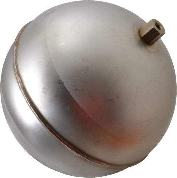 Made in USA - 6" Diam, Spherical, Hex Spud Connection, Metal Float - 1/4-20 Thread, Stainless Steel, 800 Max psi, 18 Gauge - Benchmark Tooling