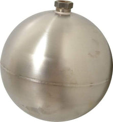 Made in USA - 7" Diam, Spherical, Hex Spud Connection, Metal Float - 3/8" Straight Thread, Stainless Steel, 650 Max psi, 14 Gauge - Benchmark Tooling