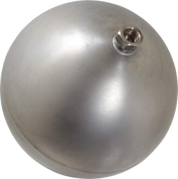 Made in USA - 8" Diam, Spherical, Hex Spud Connection, Metal Float - 3/8" Straight Thread, Stainless Steel, 450 Max psi, 21 Gauge - Benchmark Tooling