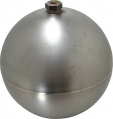 Made in USA - 8" Diam, Spherical, Hex Spud Connection, Metal Float - 3/8-16 Thread, Stainless Steel, 450 Max psi, 21 Gauge - Benchmark Tooling