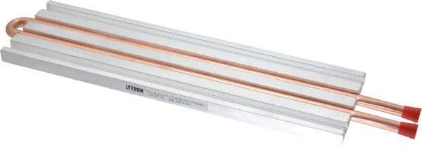 Lytron - 12" Long x 3-1/2" High, Straight Connection Copper Tube Cold Plate - 3/8 OD Tube, 2-Pass Fluid Path, Water Cooling, 1/2" Thick - Benchmark Tooling