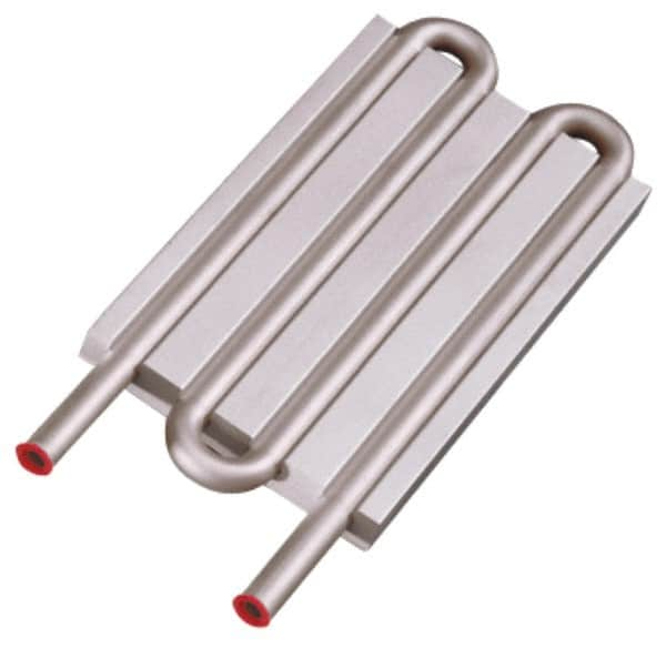 Lytron - 6" Long x 3-1/2" High, Straight Connection Stainless Steel Tube Cold Plate - 3/8 OD Tube, 4-Pass Fluid Path, Deionized Water or Corrosive Fluids Cooling, 1/2" Thick - Benchmark Tooling