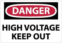 NMC - "Danger - High Voltage - Keep Out", 10" Long x 14" Wide, Fiberglass Safety Sign - Rectangle, 0.095" Thick, Use for Accident Prevention - Benchmark Tooling