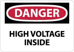 NMC - "Danger - High Voltage Inside", 10" Long x 14" Wide, Fiberglass Safety Sign - Rectangle, 0.095" Thick, Use for Accident Prevention - Benchmark Tooling