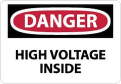 NMC - "Danger - High Voltage Inside", 10" Long x 14" Wide, Fiberglass Safety Sign - Rectangle, 0.095" Thick, Use for Accident Prevention - Benchmark Tooling