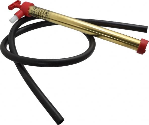 Jabsco - 15 Strokes per Gal, 1/2" Outlet, Brass Hand Operated Plunger Pump - 16 oz per Stroke, 17" OAL, For 5 Gal Drums, For Oil & Diesel Fuel - Benchmark Tooling