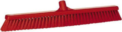 Vikan - 24" Fine Particle Synthetic Push Broom - 2" Bristle Length, Plastic Block, European Threaded Handle Connection - Benchmark Tooling