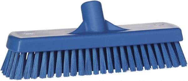 Vikan - 1.7" Bristle Length, Polyester Scrub Brush - 2-1/2" Wide Head, 19" OAL, Blue, Polypropylene Block - Benchmark Tooling