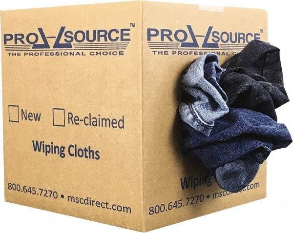 PRO-SOURCE - Reclaimed Rags - Assorted Colors, Denim, Low Lint, 5 Lbs. at 2 to 4 per Pound, Box - Benchmark Tooling