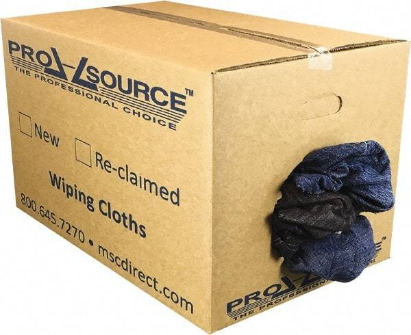 PRO-SOURCE - Reclaimed Rags - Assorted Colors, Denim, Low Lint, 25 Lbs. at 2 to 4 per Pound, Box - Benchmark Tooling