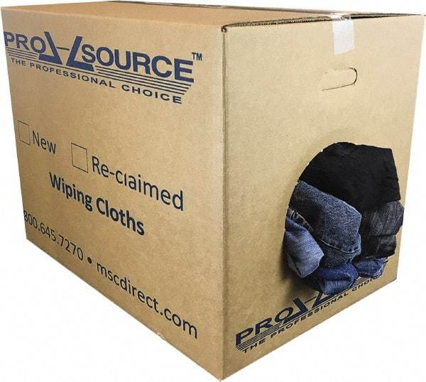 PRO-SOURCE - Reclaimed Rags - Assorted Colors, Denim, Low Lint, 50 Lbs. at 2 to 4 per Pound, Box - Benchmark Tooling