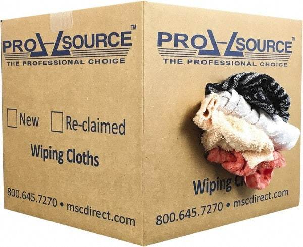 PRO-SOURCE - Reclaimed Rags - Assorted Colors, Terry Cloth, Medium Lint, 10 Lbs. at 3 to 4 per Pound, Box - Benchmark Tooling