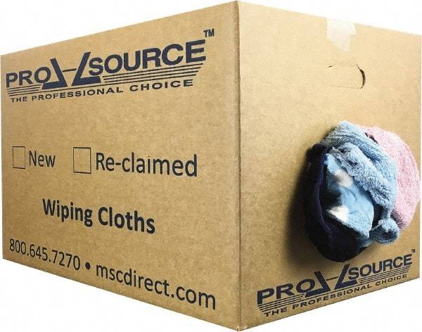 PRO-SOURCE - Reclaimed Rags - Assorted Colors, Terry Cloth, Medium Lint, 25 Lbs. at 3 to 4 per Pound, Box - Benchmark Tooling