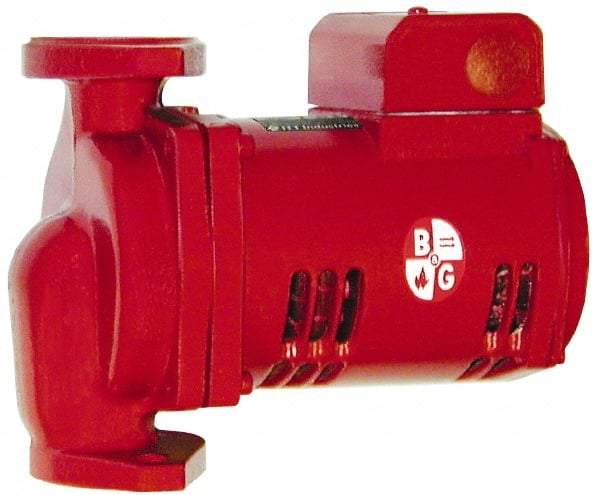 Bell & Gossett - 1/6 hp, 9-1/8" Long, 1 Phase, Cast Iron Housing, Noryl Impeller, Inline Circulator Pump - 115 Volt, 60 Hz, 6-3/8" Flange Width, Bell & Gossett Part No. 1BL002, 150 Max psi, ODP Motor - Benchmark Tooling