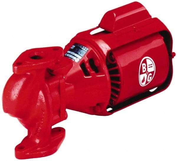 Bell & Gossett - 3/4 hp, 20-1/4" Long, 3 Phase, Cast Iron Housing, Brass Impeller, Inline Circulator Pump - 208/230/460 Volt, 60 Hz, 12" Flange Width, Flanges Included, Bell & Gossett Part No. 105101, 125 Max psi, ODP Motor - Benchmark Tooling