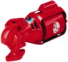 Bell & Gossett - 1/4 hp, 17-1/4" Long, 1 Phase, Cast Iron Housing, Brass Impeller, Inline Circulator Pump - 115 Volt, 60 Hz, 10" Flange Width, Bell & Gossett Part No. 102218, 125 Max psi, ODP Motor - Benchmark Tooling