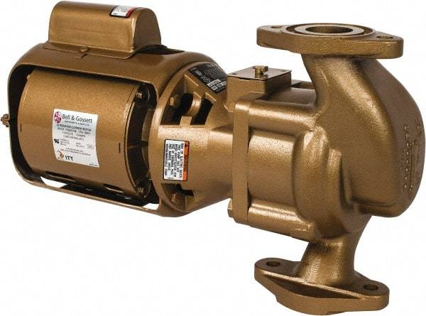 Bell & Gossett - 1/6 hp, 15-3/8" Long, 1 Phase, Bronze Housing, Phenolic Impeller, Inline Circulator Pump - 115 Volt, 60 Hz, 8-1/2" Flange Width, Bell & Gossett Part No. 102213, 125 Max psi, ODP Motor - Benchmark Tooling