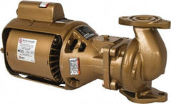 Bell & Gossett - 1/12 hp, 14-7/8" Long, 1 Phase, Bronze Housing, Brass Impeller, Inline Circulator Pump - 115 Volt, 60 Hz, 6-3/8" Flange Width, Bell & Gossett Part No. 106197, 125 Max psi, ODP Motor - Benchmark Tooling
