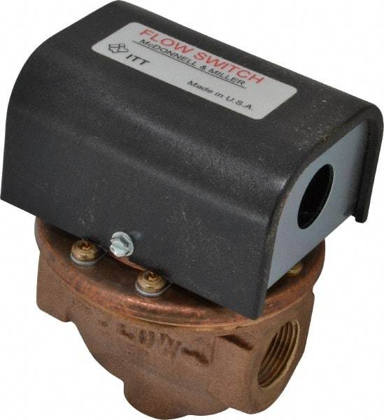 McDonnell & Miller - 100 psi, Brass Housing, High Sensitivity Flow Switch - 0.12 Flow Set Point, 0.12 to 2.5 GPM - Benchmark Tooling